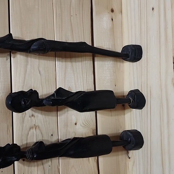 Vintage Ebony Hand Carved African Statutes Lot of 4 - Picture 9 of 11